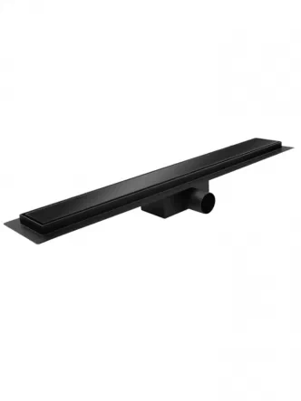 Душевой трап KOER FD08-70x500-GLASS BLACK из нержавеющей стали SUS304 70x500мм со стеклянной панелью, цвет черный