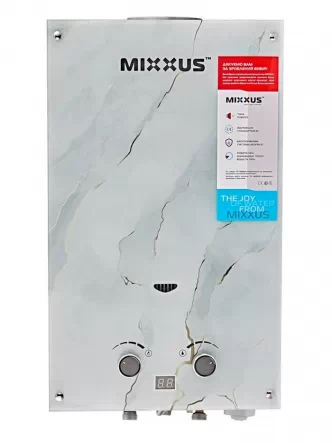 Газовая колонка MIXXUS GWH-0510 BASIC GLASS дымоходная 10 л/мин (стеклянная палень с рисунком)		