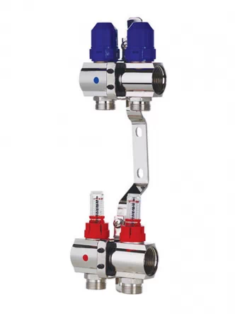 Колектор із витратомірами KOER KR.1110-02 - 1”x2 WAYS без євроконусів