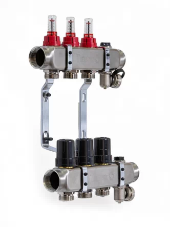 Колектор TERVIX Pro Line на 3 контури, з витратомірами, ккраном Маєвського та зливним краном 501203