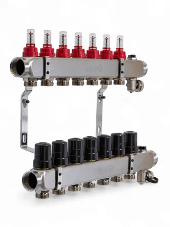 Колектор TERVIX Pro Line на 7 контурів, з витратомірами, краном Маєвського та зливним краном 501207