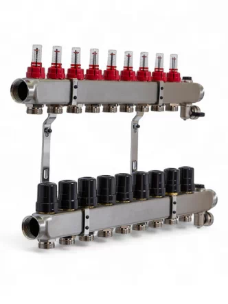 Колектор TERVIX Pro Line на 9 контурів, з витратомірами, краном Маєвського та зливним краном 501209
