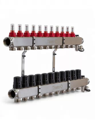 Колектор TERVIX Pro Line на 11 контурів, з витратомірами, краном Маєвського та зливним краном 501211
