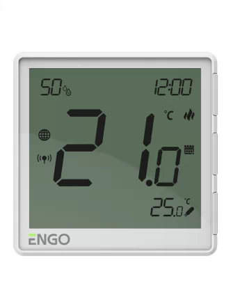 Интернет-терморегулятор ENGO EONE-230W скрытый монтаж, ZigBee 3.0, 2 варианта подключения: беспроводной и проводной (COM,NO), питание 230В, белый