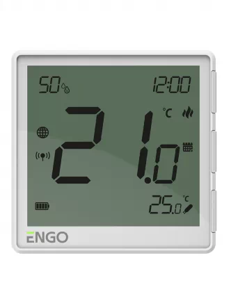 Интернет-терморегулятор ENGO EONE-BATW накладной, ZigBee 3.0, беспроводное подключение, питание Li-ion 3,7V, белый