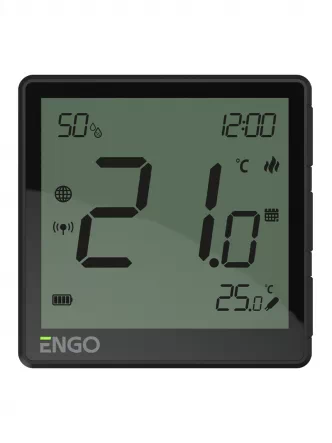 Интернет-терморегулятор ENGO EONE-BATB накладной, ZigBee 3.0, беспроводное подключение, питание Li-ion 3,7V, черный