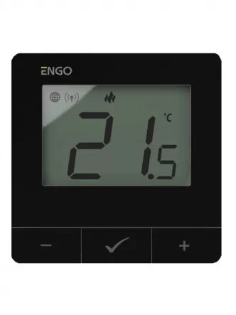 Интернет-терморегулятор ENGO E25-230B три варианта подключения: 2 беспроводных ZigBee+868 МГц и проводной COM-NO, питание 230 В, черный