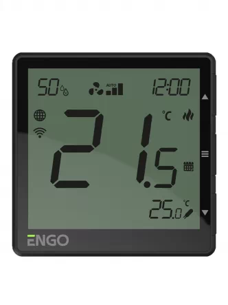Интернет-регулятор фанкойла ENGO EFAN-230B проводной, 230V, WI-FI, черный. Поддержка протокола MODBAS RTU