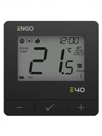Программируемый интернет терморегулятор ENGO E40-BATB ZigBee+868 МГц, беспроводной, питание батар. 2хАА, черный
