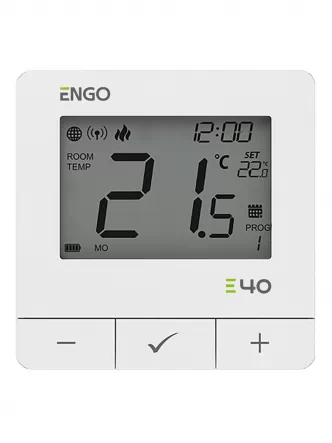 Программируемый интернет терморегулятор ENGO E40-BATW ZigBee+868 МГц, беспроводной., питание батар. 2хАА, белый