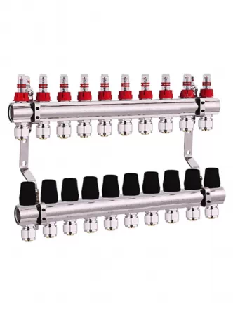 Коллектор JL для теплого пола с расходомерами на 10 выходов 1х3/4