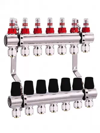 Коллектор JL для теплого пола с расходомерами на 7 выходов 1х3/4