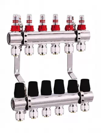 Коллектор JL для теплого пола с расходомерами на 6 выходов 1х3/4