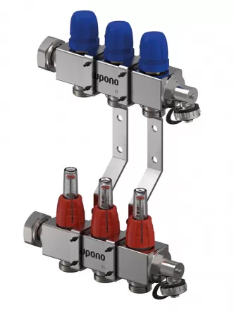 Коллектор (нержавейка кв. профиль) с расходомерами Vario C FM Ø1 НГ x 3 х 3/4″ Uponor GmbH 1133471