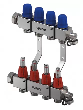 Коллектор (нержавейка кв. профиль) с расходомерами Vario C FM Ø1 НГ x 4 х 3/4″ Uponor GmbH  1133472
