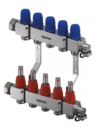 Коллектор (нержавейка кв. профиль) с расходомерами Vario C FM Ø1 НГ x 5 х 3/4″ Uponor GmbH 1133473