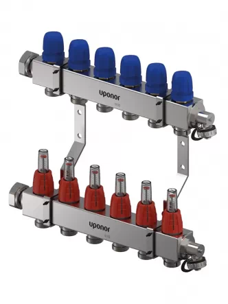 Коллектор (нержавейка кв. профиль) с расходомерами Vario C FM Ø1 НГ x 6 х 3/4″ Uponor GmbH 1133474
