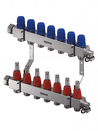 Коллектор (нержавейка кв. профиль) с расходомерами Vario C FM Ø1 НГ x 7 х 3/4″ Uponor GmbH 1133475