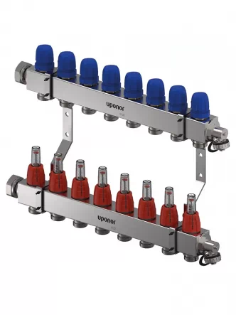 Коллектор (нержавейка кв. профиль) с расходомерами Vario C FM Ø1 НГ x 8 х 3/4″ Uponor GmbH 1133476
