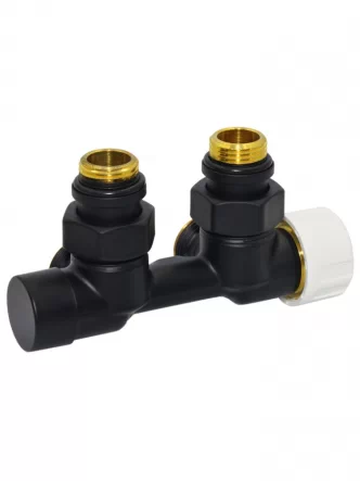 V137112EFS9005O Узел термостатический FIRST PIASTRE BLACK MATTE угловой Ø1/2