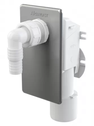 Сифон для стиральной машинки под штукатурку Alcaplast хромированный APS3