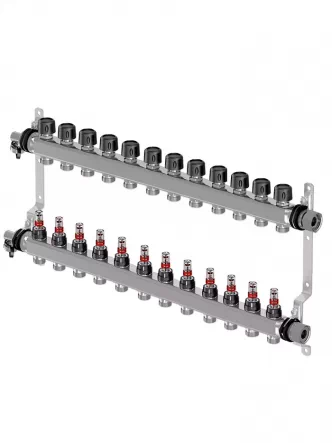 Коллектор (нержавейка) с расходомерами Smart S Ø1 НГ x 12 х 3/4″ Uponor GmbH 1086548