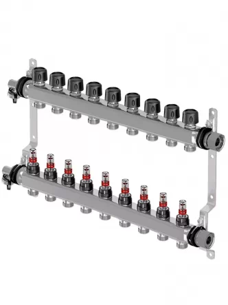 Коллектор (нержавейка) с расходомерами Smart S Ø1 НГ x 9 х 3/4″ Uponor GmbH 1086545