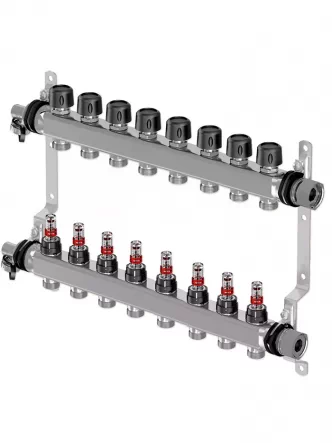 Коллектор (нержавейка) с расходомерами Smart S Ø1 НГ x 8 х 3/4″ Uponor GmbH 1086544