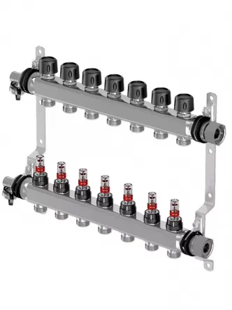 Колектор (нержавійка) з витратомірами Smart S Ø1 НГ x 7 х 3/4″ Uponor GmbH 1086543
