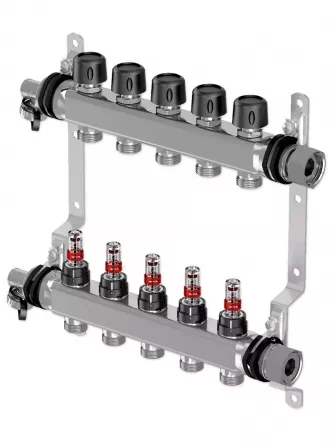Колектор (нержавійка) з витратомірами Smart S Ø1 НГ x 5 х 3/4″ Uponor GmbH 1086541