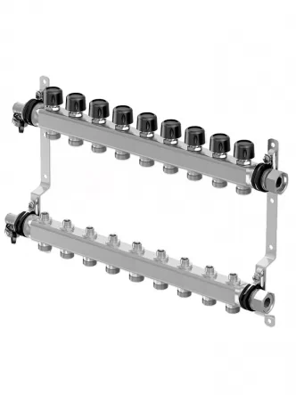 Коллектор (нержавейка) с отсечными кранами Smart S LS Ø1 НГ x 9 х 3/4″ Uponor GmbH 1088052