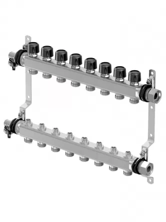 Коллектор (нержавейка) с отсечными кранами Smart S LS Ø1 НГ x 8 х 3/4″ Uponor GmbH 1088051
