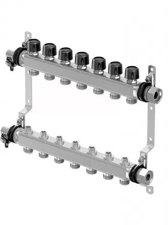 Колектор (нержавійка) з відсічними кранами Smart S LS Ø1 НГ x 7 х 3/4″ Uponor GmbH 1088050