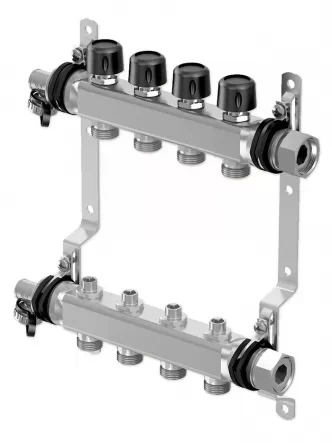 Коллектор (нержавейка) с отсечными кранами Smart S LS Ø1 НГ x 4 х 3/4″ Uponor GmbH 1088047