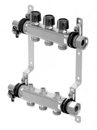 Коллектор (нержавейка) с отсечными кранами Smart S LS Ø1 НГ x 3 х 3/4″ Uponor GmbH 1088046