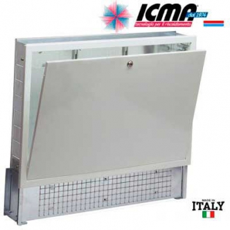 Коллекторный шкаф ICMA (Икма) 500 мм, с замком для системы «Теплый пол» арт.196 (глубина 90-110 мм).
