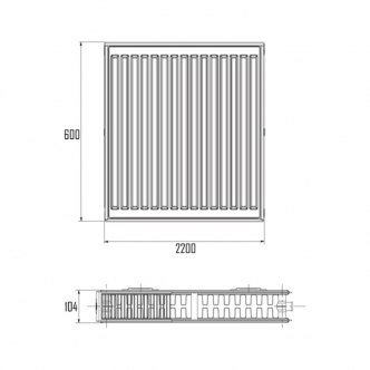 Радиатор стальной Aquatronic 22-К 600x2200 боковое подключение